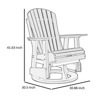 Sami 31 Inch Outdoor Swivel Glider Chair, Slatted, Adirondack, White Finish - BM315952