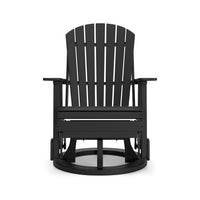 Sami 31 Inch Outdoor Swivel Glider Chair, Slatted, Adirondack, Black Finish - BM315953