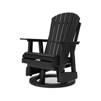 Sami 31 Inch Outdoor Swivel Glider Chair, Slatted, Adirondack, Black Finish - BM315953