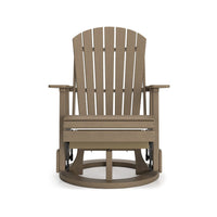 Sami 31 Inch Outdoor Swivel Glider Chair, Slatted, Adirondack, Brown Finish - BM315954