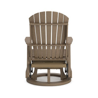 Sami 31 Inch Outdoor Swivel Glider Chair, Slatted, Adirondack, Brown Finish - BM315954