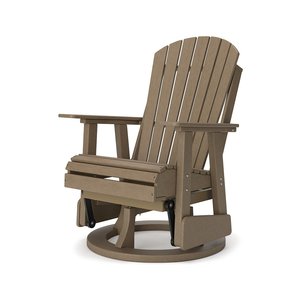 Sami 31 Inch Outdoor Swivel Glider Chair, Slatted, Adirondack, Brown Finish - BM315954