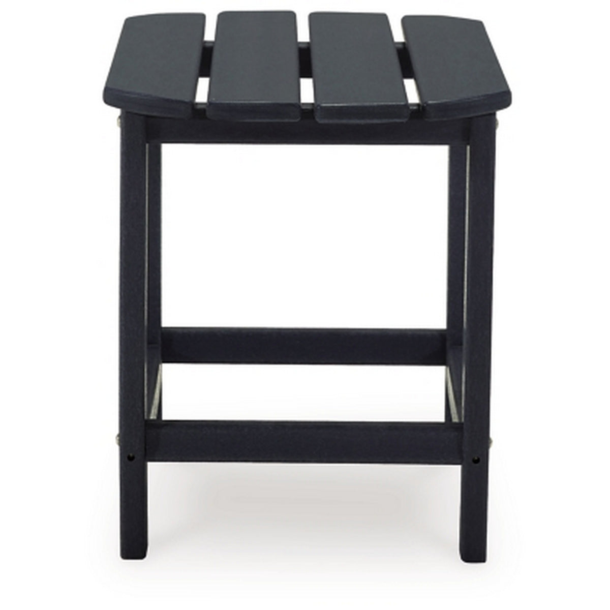 19 Inch Outdoor Side End Table, Slatted Top, Steel Frame, Black Finish - BM315955