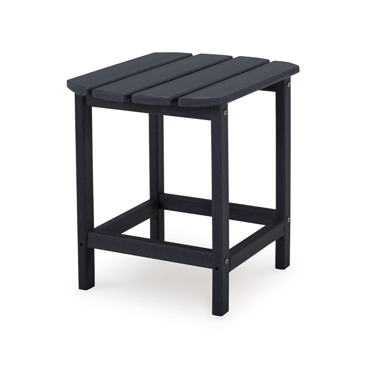 19 Inch Outdoor Side End Table, Slatted Top, Steel Frame, Black Finish - BM315955