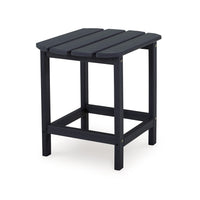 19 Inch Outdoor Side End Table, Slatted Top, Steel Frame, Black Finish - BM315955