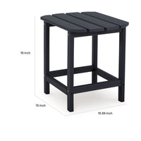 19 Inch Outdoor Side End Table, Slatted Top, Steel Frame, Black Finish - BM315955