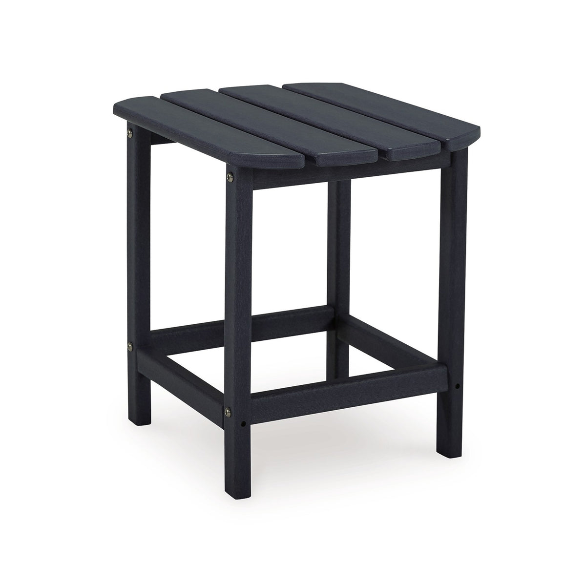 19 Inch Outdoor Side End Table, Slatted Top, Steel Frame, Black Finish - BM315955