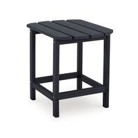 19 Inch Outdoor Side End Table, Slatted Top, Steel Frame, Black Finish - BM315955