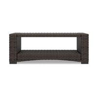 Zivi 44 Inch Outdoor Coffee Table, Resin Wicker, 1 Bottom Shelf, Brown - BM315957