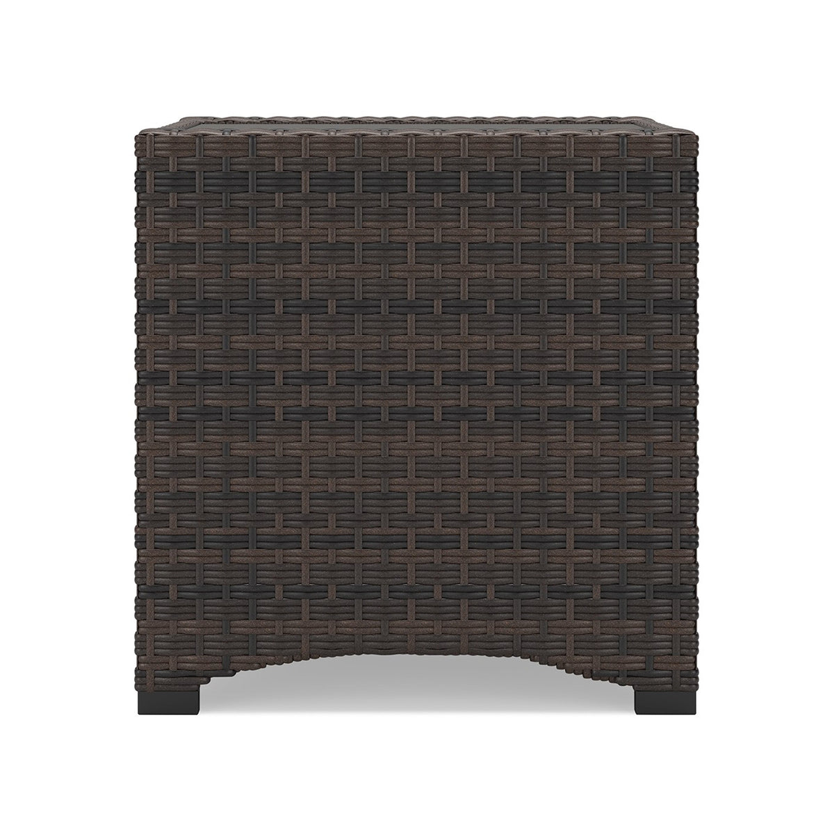 Zivi 23 Inch Outdoor Side End Table, Resin Wicker, 1 Bottom Shelf, Brown - BM315958