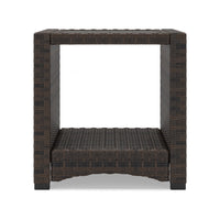 Zivi 23 Inch Outdoor Side End Table, Resin Wicker, 1 Bottom Shelf, Brown - BM315958