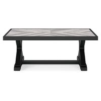 Tira 48 Inch Outdoor Coffee Table, Tile Top, Black, Light Gray Finish - BM315959