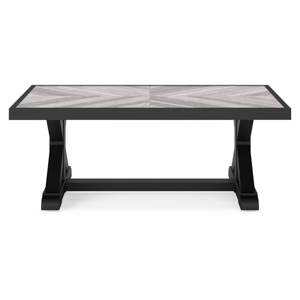 Tira 48 Inch Outdoor Coffee Table, Tile Top, Black, Light Gray Finish - BM315959