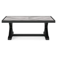 Tira 48 Inch Outdoor Coffee Table, Tile Top, Black, Light Gray Finish - BM315959