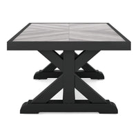 Tira 48 Inch Outdoor Coffee Table, Tile Top, Black, Light Gray Finish - BM315959