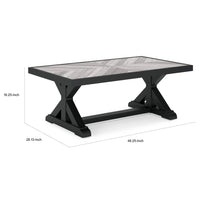 Tira 48 Inch Outdoor Coffee Table, Tile Top, Black, Light Gray Finish - BM315959