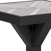 Tira 22 Inch Outdoor Side End Table, Tile Top, Black, Light Gray Finish - BM315960