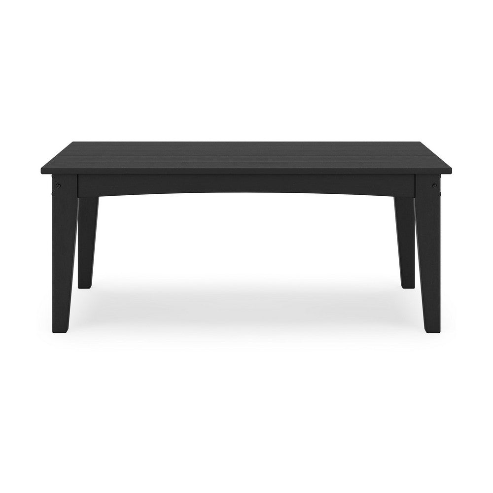 Fini 44 Inch Outdoor Coffee Table, Slatted Top, Modern Style, Black Finish - BM315961