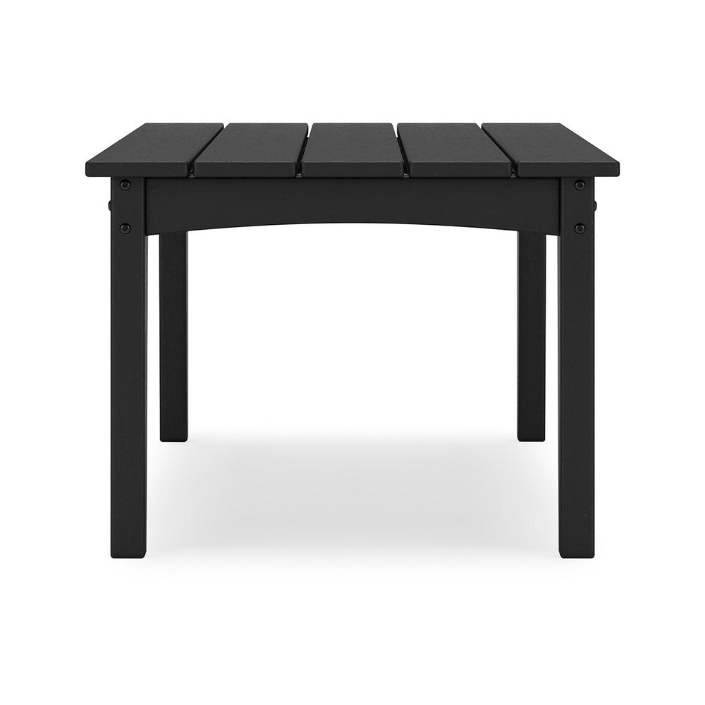 Fini 44 Inch Outdoor Coffee Table, Slatted Top, Modern Style, Black Finish - BM315961