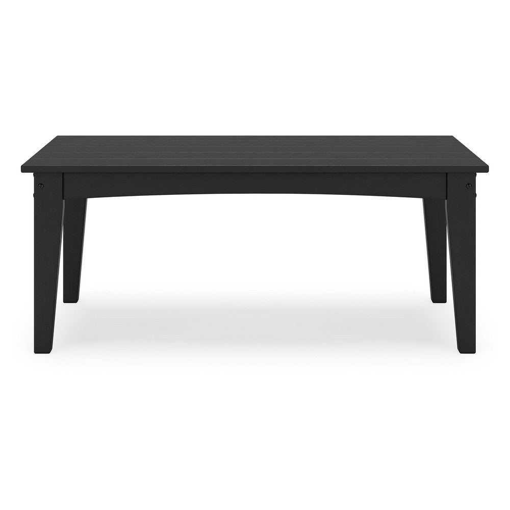 Fini 44 Inch Outdoor Coffee Table, Slatted Top, Modern Style, Black Finish - BM315961