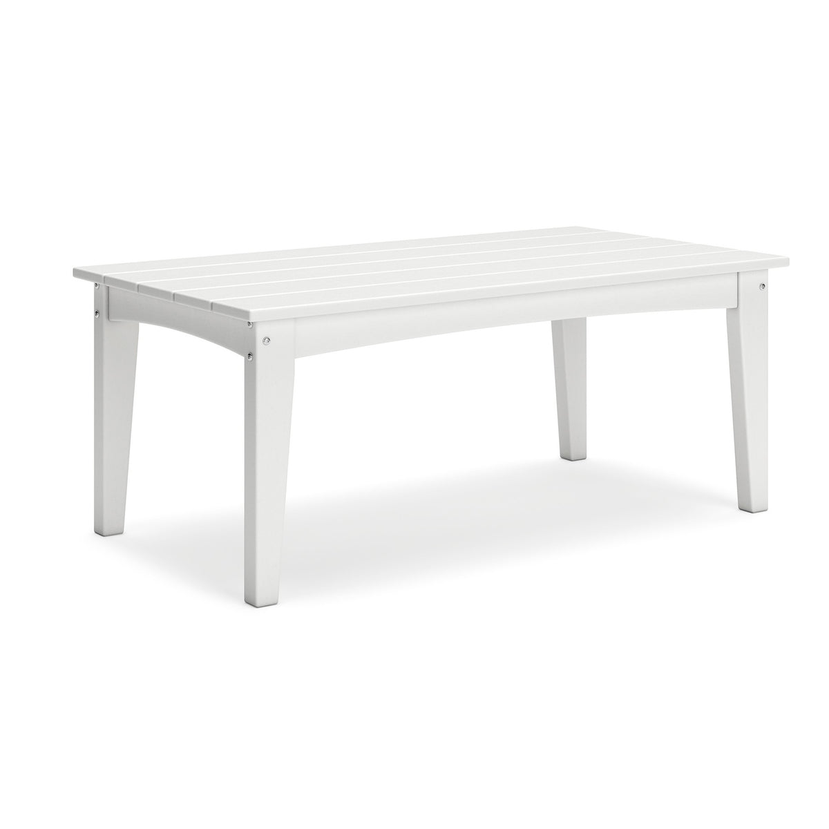 Fini 44 Inch Outdoor Coffee Table, Slatted Top, Modern Style, White Finish - BM315962