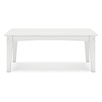 Fini 44 Inch Outdoor Coffee Table, Slatted Top, Modern Style, White Finish - BM315962