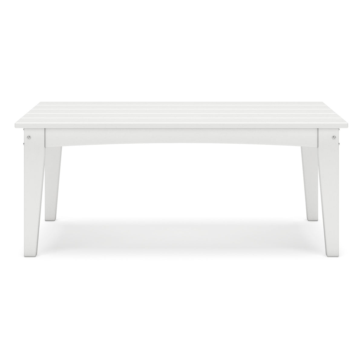 Fini 44 Inch Outdoor Coffee Table, Slatted Top, Modern Style, White Finish - BM315962