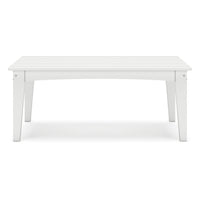 Fini 44 Inch Outdoor Coffee Table, Slatted Top, Modern Style, White Finish - BM315962