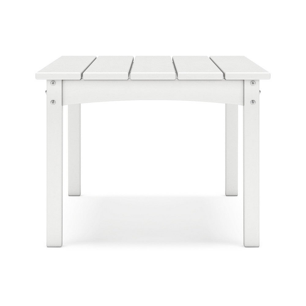 Fini 44 Inch Outdoor Coffee Table, Slatted Top, Modern Style, White Finish - BM315962