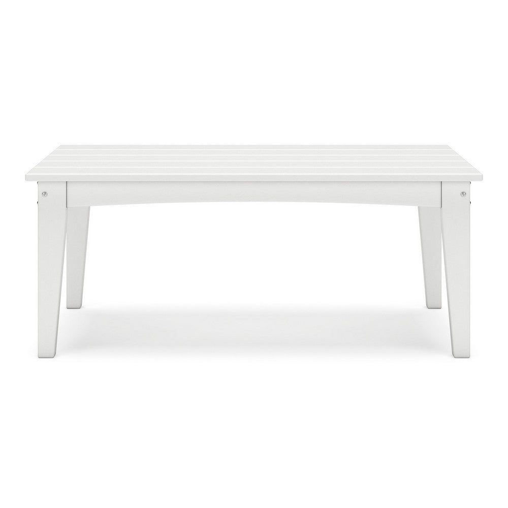 Fini 44 Inch Outdoor Coffee Table, Slatted Top, Modern Style, White Finish - BM315962