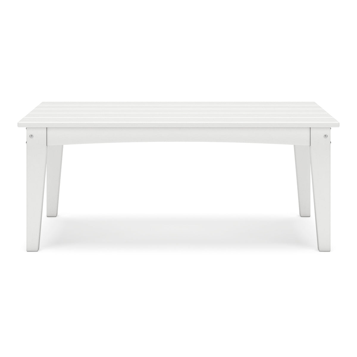 Fini 44 Inch Outdoor Coffee Table, Slatted Top, Modern Style, White Finish - BM315962