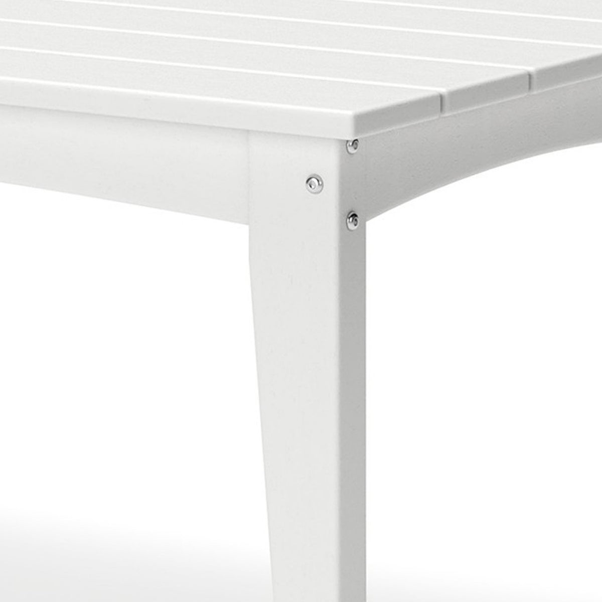 Fini 44 Inch Outdoor Coffee Table, Slatted Top, Modern Style, White Finish - BM315962