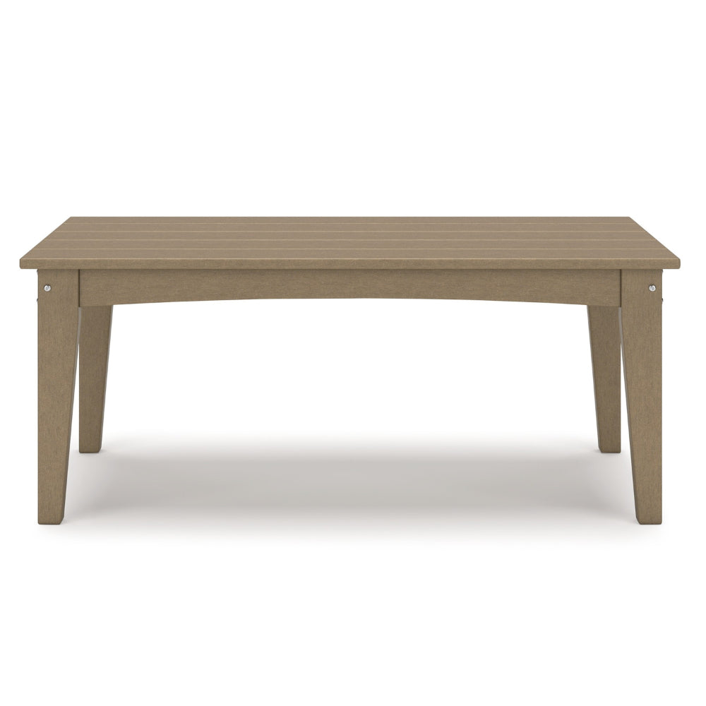 Fini 44 Inch Outdoor Coffee Table, Slatted Top, Modern Style, Brown Finish - BM315963