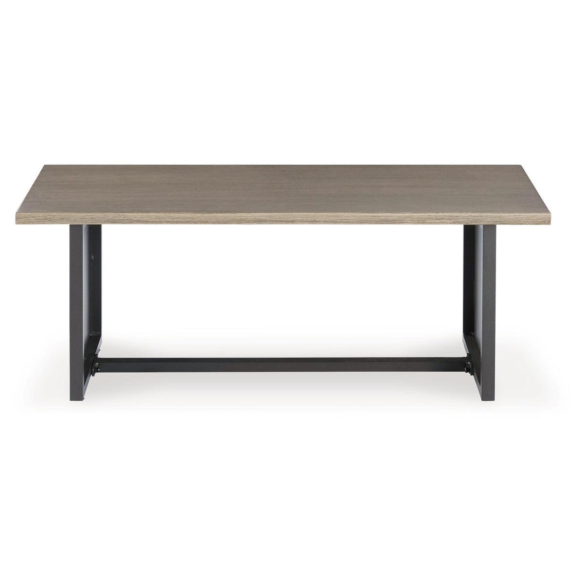 38 Inch Outdoor Table, Rectangular Faux Wood Top, Modern Two Tone Brown - BM315964