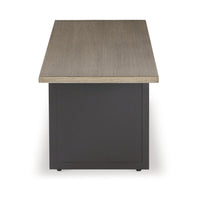 38 Inch Outdoor Table, Rectangular Faux Wood Top, Modern Two Tone Brown - BM315964