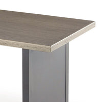 38 Inch Outdoor Table, Rectangular Faux Wood Top, Modern Two Tone Brown - BM315964