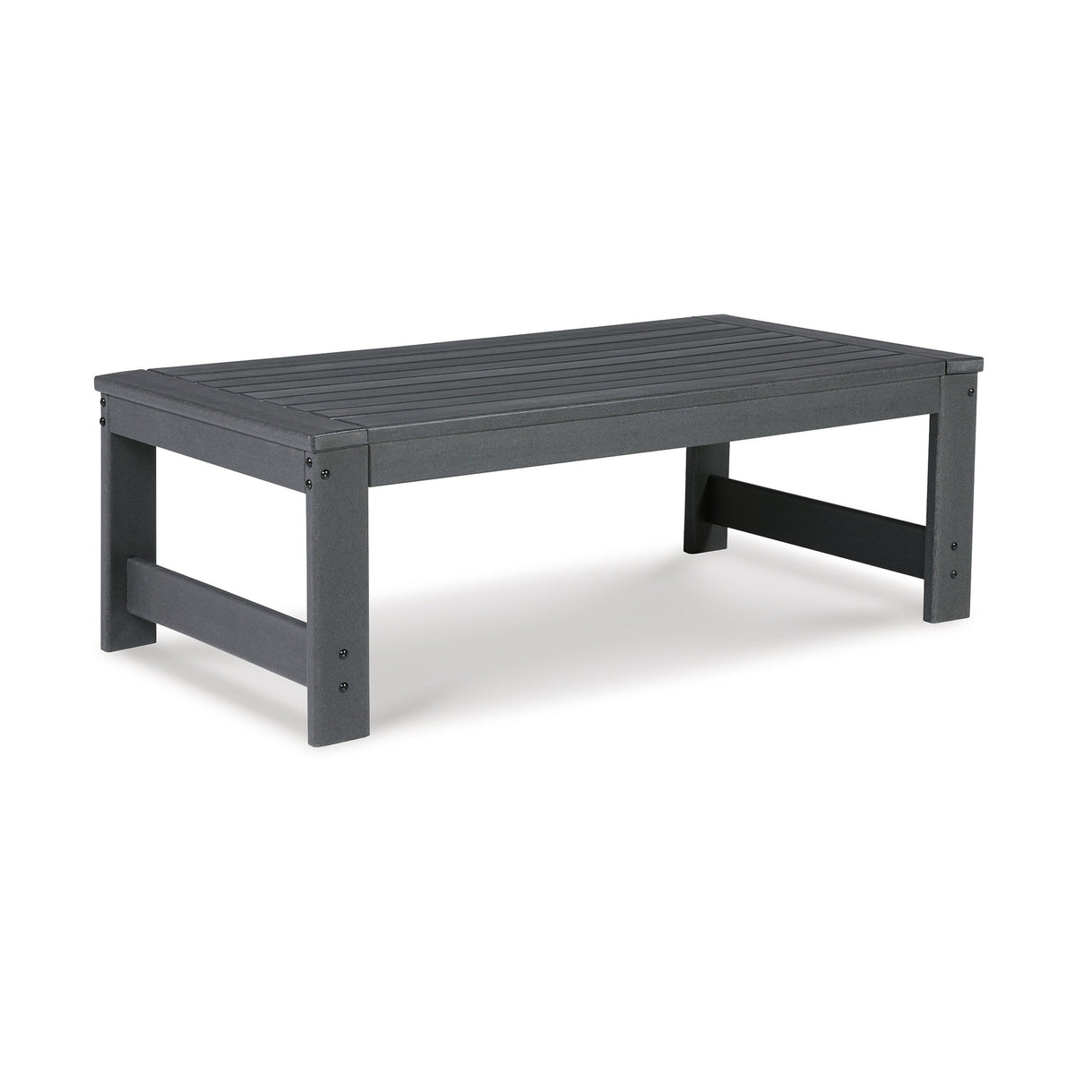 Wigo 48 Inch Outdoor Coffee Table, Slatted Top, Modern Style, Charcoal Gray - BM315966