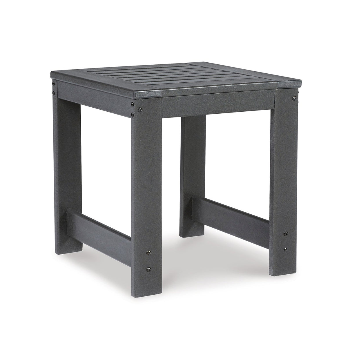 Wigo 22 Inch Outdoor Side End Table, Slatted Top, Modern Charcoal Gray - BM315967