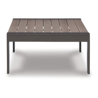 Neil 48 Inch Outdoor Coffee Table, Slatted Top, Modern Style, Gray, Brown - BM315968