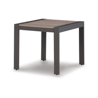 Neil 24 Inch Outdoor Side End Table, Slatted Top, Modern Gray, Brown - BM315969