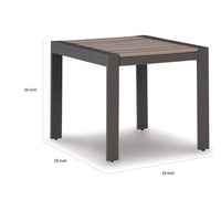 Neil 24 Inch Outdoor Side End Table, Slatted Top, Modern Gray, Brown - BM315969