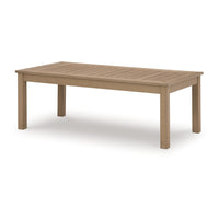 Karo 49 Inch Outdoor Coffee Table, Slatted Top, Modern Style, Natural Brown - BM315970