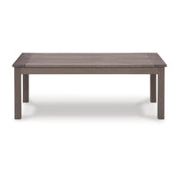 Karo 49 Inch Outdoor Coffee Table, Slatted Top, Modern Style, Taupe Brown - BM315972