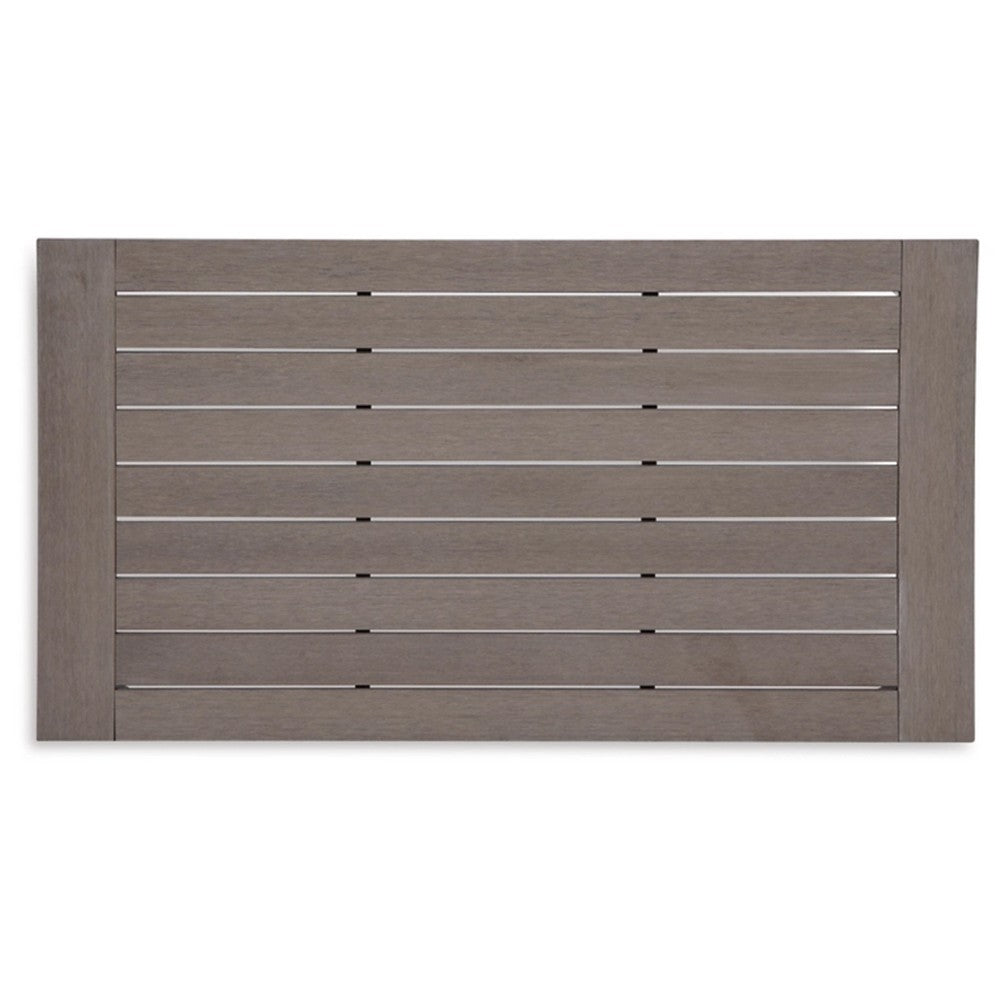 Karo 49 Inch Outdoor Coffee Table, Slatted Top, Modern Style, Taupe Brown - BM315972