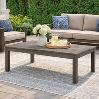 Karo 49 Inch Outdoor Coffee Table, Slatted Top, Modern Style, Taupe Brown - BM315972