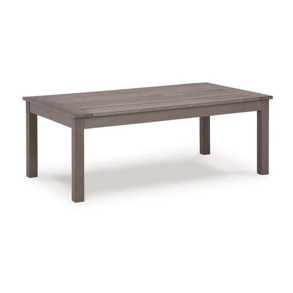 Karo 49 Inch Outdoor Coffee Table, Slatted Top, Modern Style, Taupe Brown - BM315972