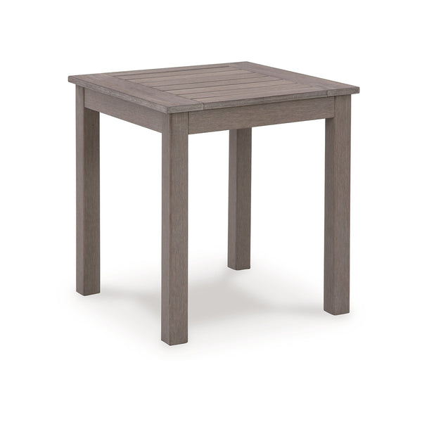 Karo 24 Inch Outdoor Side End Table, Slatted Top, Modern Style, Taupe Brown - BM315973