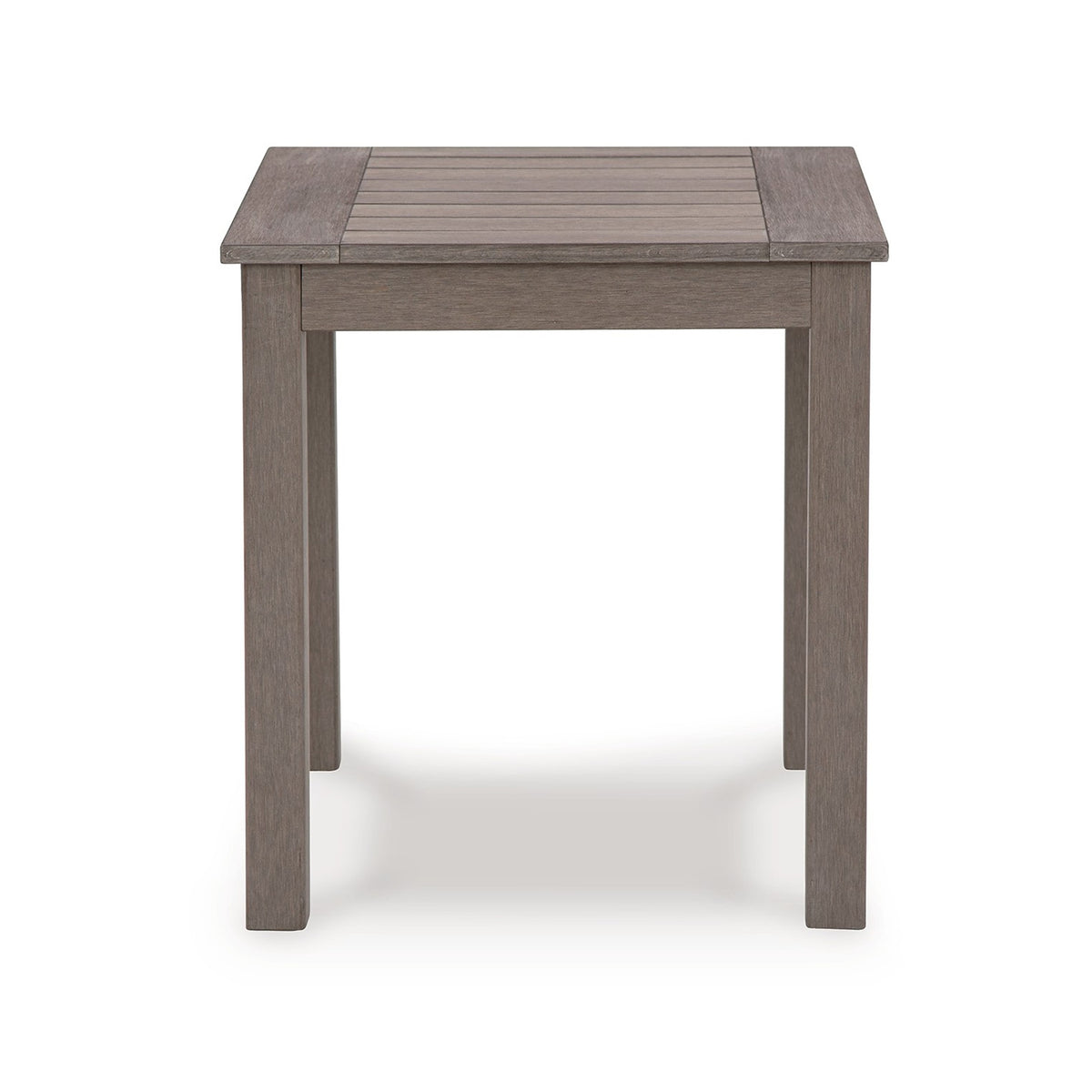 Karo 24 Inch Outdoor Side End Table, Slatted Top, Modern Style, Taupe Brown - BM315973