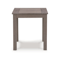 Karo 24 Inch Outdoor Side End Table, Slatted Top, Modern Style, Taupe Brown - BM315973