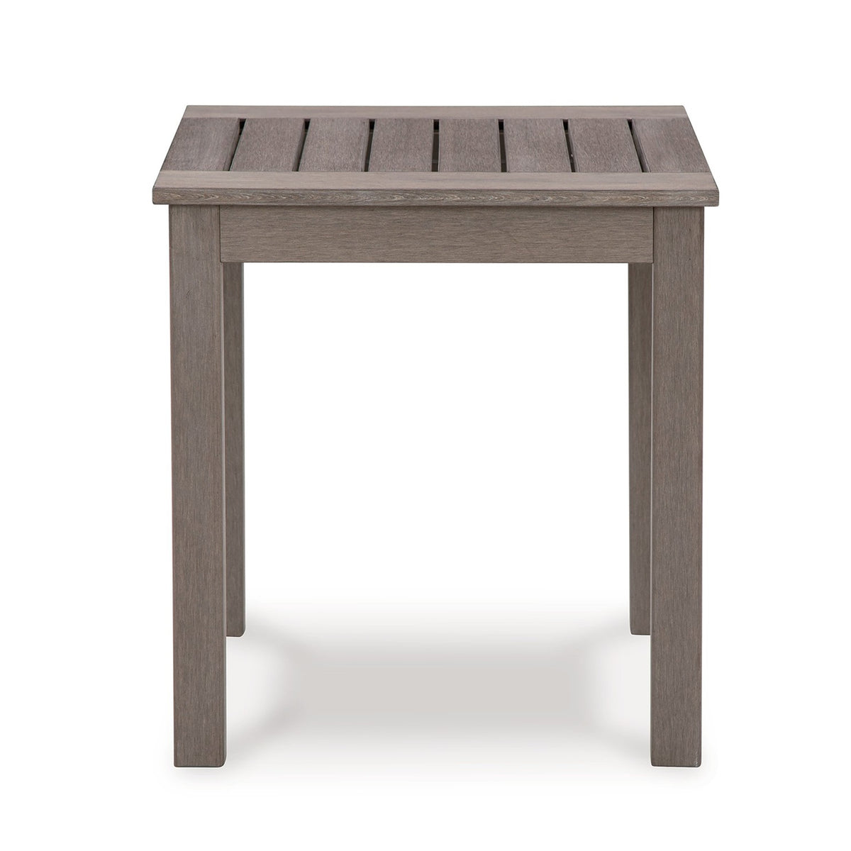 Karo 24 Inch Outdoor Side End Table, Slatted Top, Modern Style, Taupe Brown - BM315973